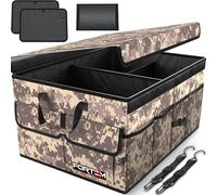 FORTEM Organizer per bagagliaio, borsa per bagagliaio, organizer pieghevole per auto, bagagliaio con scomparti, fondo antiscivolo, cinghie di sicurezza regolabili, coperchio pieghevole (deserto,