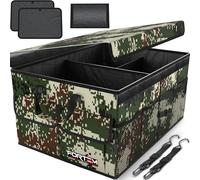 FORTEM Organizer per bagagliaio, borsa per bagagliaio, organizer pieghevole per auto, bagagliaio con scomparti, fondo antiscivolo, cinghie di sicurezza regolabili, coperchio pieghevole (foresta)