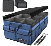 FORTEM Organizer per bagagliaio, borsa per bagagliaio, pieghevole per auto, con scomparti, fondo antiscivolo, cinghie di sicurezza regolabili, coperchio pieghevole (blu, taglia XL)