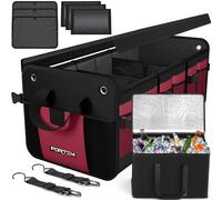 FORTEM Organizzatore Baule SUV con Borsa Frigo, Contenitore Pieghevole Multi Scomparti, Accessori Auto Uomo Donna, Tessuto Oxford 1680D, Fondo Antiscivolo, Cinghie Regolabili, Coperchio Morbido (110L)