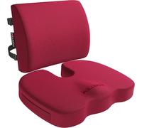 FORTEM Set Cuscino Sedia Ufficio e Supporto Lombare in Memory Foam, Cuscino Lombare Ergonomico, Sedia Gaming e Poltrona Lavoro, Fodera Traspirante e Lavabile, Base Antiscivolo, Cinghia Regolabile