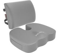 FORTEM Set Cuscino Sedia Ufficio e Supporto Lombare in Memory Foam, Cuscino Lombare Ergonomico, Sedia Gaming e Poltrona Lavoro, Fodera Traspirante e Lavabile, Base Antiscivolo, Cinghia Regolabile, XL