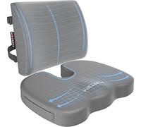 FORTEM Set Cuscino Sedia Ufficio e Supporto Lombare in Memory Foam, Cuscino Lombare Ergonomico, Sedia Gaming e Poltrona Lavoro, Fodera Traspirante e Lavabile, Base Antiscivolo, Cinghia Regolabile