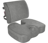 FORTEM Set Cuscino Sedia Ufficio e Supporto Lombare in Memory Foam, Cuscino Lombare Ergonomico, Sedia Gaming e Poltrona Lavoro, Fodera Traspirante e Lavabile, Base Antiscivolo, Cinghia Regolabile, XL