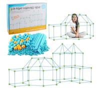 Fortino Per Bambini,Costruzione Di Un Forte Per Bambini,Costruzione Di Una Grotta Fai Da Te Per Bambini,Con 88 Aste e 44 Palline,132 Pezzi,Costruzione Di Tendeun Regalo Educativo Per i Bambini(Blu)