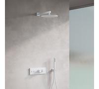 Fortis Blocco square sistema doccia con termostatico incluso corpo incasso, soffione doccia e set doccetta, 50712THMW#SET1, Blocco bianco opaco [Rubinetteria Bagno > Sistemi Doccia da Incasso]