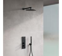 Fortis Blocco square sistema doccia con termostatico incluso corpo incasso, soffione doccia e set doccetta, 50722THBB#SET1, Blocco nero spazzolato/nero opaco [Rubinetteria Bagno > Sistemi Doccia da In