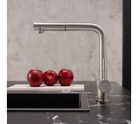 Fortis Brera Steel extend rubinetto da cucina, orientabile, bocca estraibile, 1566STEEL, Brera Steel acciaio inox spazzolato [Rubinetteria da Cucina > Rubinetti da Cucina]