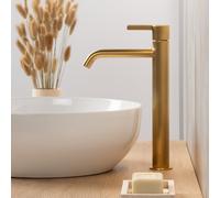 Fortis Bria Extra Large rubinetto lavabo con corpo rubinetto rialzato, T2205002BG, Bria oro spazzolato [Rubinetteria Bagno > Rubinetteria Lavabo]
