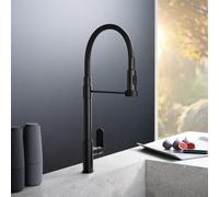 Fortis Lica flex rubinetto da cucina con 2 tipi di getto, orientabile, bocca in silicone flessibile, 1857701MB, Lica nero opaco [Rubinetteria da Cucina > Rubinetti da Cucina]