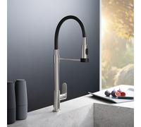 Fortis Lica flex rubinetto da cucina con 2 tipi di getto, orientabile, bocca in silicone flessibile, 1857701SS, Lica acciaio inox spazzolato [Rubinetteria da Cucina > Rubinetti da Cucina]