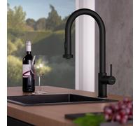 Fortis Milano extend rubinetto da cucina con 2 tipi di getto, orientabile, bocca estraibile, 9059100MB, Milano nero opaco [Rubinetteria da Cucina > Rubinetti da Cucina]