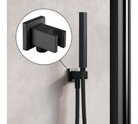 Fortis presa d'acqua con supporto doccetta, metallo, squadrato, 5358001BB, Universal nero spazzolato [Rubinetteria Bagno > Gomito di collegamento a parete]