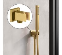 Fortis presa d'acqua con supporto doccetta, metallo, squadrato, 5358001BG, Universal oro spazzolato [Rubinetteria Bagno > Gomito di collegamento a parete]