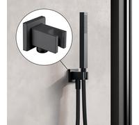 Fortis presa d'acqua con supporto doccetta, metallo, squadrato, 5358001MB, Universal nero opaco [Rubinetteria Bagno > Prese d‘Acqua]