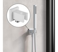 Fortis presa d'acqua con supporto doccetta, metallo, squadrato, 5358001MW, Universal bianco opaco [Rubinetteria Bagno > Gomito di collegamento a parete]