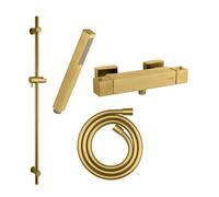 Fortis set doccetta con termostatico, doccetta ad asta in metallo, asta saliscendi, flessibile doccetta, 84511THBG+50129TTBG+53162150BG+15501BG, Scala oro spazzolato [Rubinetteria Bagno > Rubinetteria