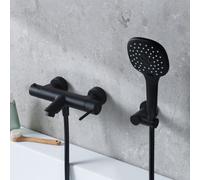 Fortis set vasca con rubinetteria, doccetta Push con 3 getti, supporto doccetta, flessibile doccetta, 7811100MB+5318500MB+53162125MB+15507MB, Brera nero opaco [Rubinetteria Bagno > Rubinetteria Vasca]