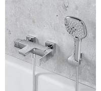 Fortis set vasca con rubinetteria, doccetta Push con 3 getti, supporto doccetta, flessibile doccetta, 8411100PC+5318501PC+53162125PC+15507PC, Scala cromo [Rubinetteria Bagno > Rubinetteria Vasca]