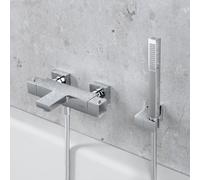 Fortis set vasca con termostatico, doccetta ad asta in metallo, supporto doccetta, flessibile doccetta, 84111THPC+5318501PC+53162125PC+15501PC, Scala cromo [Rubinetteria Bagno > Rubinetteria Vasca]