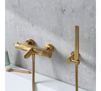 Fortis set vasca con termostatico, doccetta ad asta in metallo, supporto doccetta, flessibile doccetta, 78111THBG+5318500BG+53162125BG+15504BG, Brera oro spazzolato [Rubinetteria Bagno > Rubinetteria