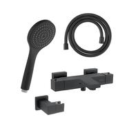 Fortis set vasca con termostatico, doccetta con 1 getto, asta saliscendi, supporto doccetta, flessibile doccetta, 84111THMB+5318501MB+53162125MB+15505MB, Scala nero opaco [Rubinetteria Bagno > Rubinet