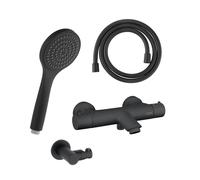 Fortis set vasca con termostatico, doccetta con 1 getto, asta saliscendi, supporto doccetta, flessibile doccetta, 78111THMB+5318500MB+53162125MB+15505MB, Brera nero opaco [Rubinetteria Bagno > Rubinet