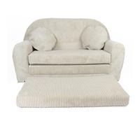 FORTISLINE - Divano per bambini Rosalia - Divano pieghevole con estensione in velluto - Divano letto 100 x 60 x 50 cm - Divano pieghevole con 2 cuscini - Certificazione Oeko-TEX - In 7 colori - Beige