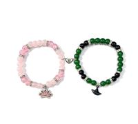 Fortivae Braccialetti Coordinati per Coppie Amicizia, 2 Pcs Braccialetti magnetici con Ciondoli Strega e Principessa, Gioielli Personalizzati con Personaggi dei Regali per Fan, Amici e Amanti