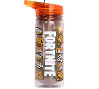 Fortnite Borraccia con cannuccia, 580 ml, 100% a tenuta stagna, durevole, in plastica resistente e senza BPA, colore: arancione