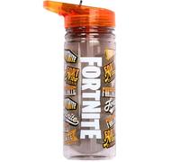 Fortnite Borraccia con cannuccia da 580 ml, 100% a prova di perdite, durevole Borraccia scolastica in plastica resistente e senza BPA, arancione