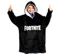 Fortnite Felpa Oversize Bambino Ragazzi 14+ Cappuccio Coperta Indossabile Extra Lungo Poncho Pile Giocatore Regali Bambini (Nero Stampato Bambini)