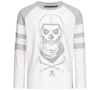 Fortnite Maglietta a maniche lunghe per ragazzi - Nero/Grigio - Design Skull Trooper, pullover, prodotto ufficiale con licenza, T-shirt per bambini con collo tondo e stampa sulle maniche - Taglia 140