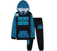 Fortnite Tuta Ragazzo, Completo Tuta Bambino con Felpa con Cappuccio e Pantaloni, Comodo Abbigliamento da Casa, Regali Ragazzi (14-15 Anni, Nero/Blu)