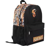 Fortnite Zaino scolastico per ragazzi, nero, grande, A4, multicompartimento, con tasche in rete e spallacci imbottiti regolabili, Nero/Arancione