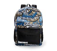 Fortnite Zaino unisex con logo blu e nero | Borsa da trasporto con cerniera per libri | Elementi essenziali per il ritorno a scuola | Design del gioco stampato | Zaino per bambini Merch