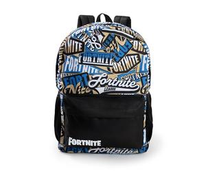 Fortnite Zaino unisex con logo blu e nero | Borsa da trasporto con cerniera per libri | Elementi essenziali per il ritorno a scuola | Design del gioco stampato | Zaino per bambini Merch