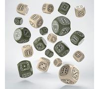 Fortress Compatto D6 Dadi Set Beige & Oliva Ruolo Gioco Giochi Q-Workshop STCB01