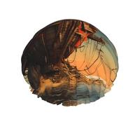 Fortress on the sea Cuffia da doccia stampata, riutilizzabile, appositamente progettata per i capelli lunghi delle donne, struttura a doppio strato, adatta per il bagno.