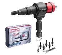 Fortum Accessorio per dado rivetto per avvitatrice a batteria e trapano I Rivettatrice per dadi in alluminio, acciaio e acciaio inox I Per rivetti ciechi con inserti M3-M12 I Adattatore