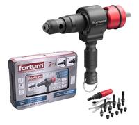 Fortum Rivettatrice 2-in-1 per avvitatrice a batteria e trapano I Rivettatrice per rivetti ciechi e dadi in alluminio, acciaio e acciaio inox I Per rivetti ciechi 2,4-6,4mm + inserti M3-M12