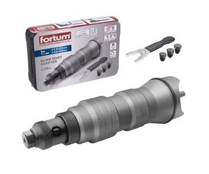 Fortum Rivettatrice per avvitatrice a batteria e trapano I Rivettatrice per ribattini ciechi in alluminio, acciaio e acciaio inox I Rivettatrice per rivetti ciechi 2,4-4,8 mm I Adattatore