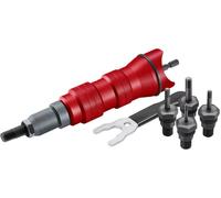 Fortum Accessorio per dado rivetto per avvitatrice a batteria e trapano I Rivettatrice per dadi in alluminio, acciaio e acciaio inox I Per rivetti ciechi con inserti M3-M8 I Adattatore