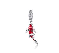 Fortunata carpa rossa Charms Sterling Silver calzare un braccialetto, collane di collane di pendoli di pesce rosso cravatte gioielleria per donne ragazze mamma moglie