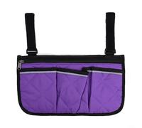 FortunateSweet Borsa laterale per sedia a rotelle con striscia di sicurezza riflettente, borsa portaoggetti per braccioli da campeggio, per camminatori, escursionismo, multi scomparto, grigio, 31,5 x