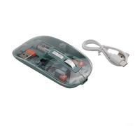 FortunateSweet Elegante mouse wireless a tre modalità in un guscio trasparente dal design accattivante che offre impostazioni DPI personalizzabili fino a 2400 per una navigazione fluida (verde)