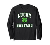 Fortunato Bastardo San Patrizio Divertente Irlandese Bere Trifoglio Maglia a Manica