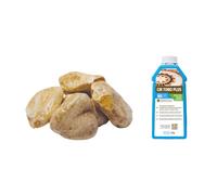 FORTUNATO Ciottoli Decorativi in Marmo Giallo Siena, 25/40 mm, per Giardini e Interni, con Trattamento CIR TONO PLUS (Misura : 25/40, Formato : 25 kg + 1 L)