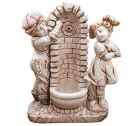FORTUNATO Fontana Modello Bimbo Bimba in Cemento, Finitura Marrone Similcotto, Giardini, Ville e Terrazzi, 75x35x91 cm
