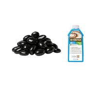 FORTUNATO Kit Ciottoli Nero Ebano Decorativi con CIR TONO PLUS Protettivo Idrorepellente, 25-40 mm, Effetto Bagnato Brillante (Misura : 40/60, Formato : 25 kg + 1 L)